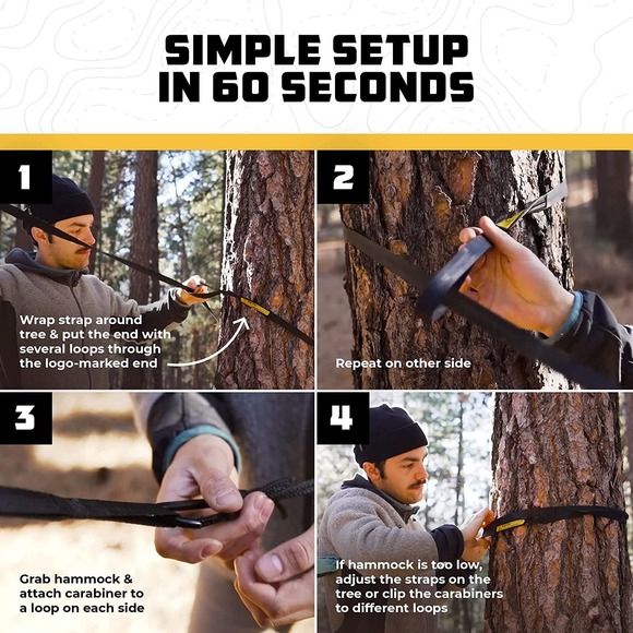 WiseOwl Outfitters Portable Double Camping Hammock Outdoor, Indoor w/Tree Straps - Picture 3 of 6